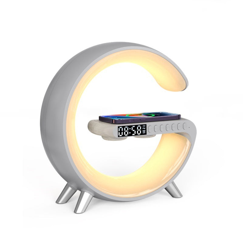 G-Shaped Smart RGB Atmosphere Lamp with Wireless Charging & Bluetooth Speaker – Alarm Clock & App Control