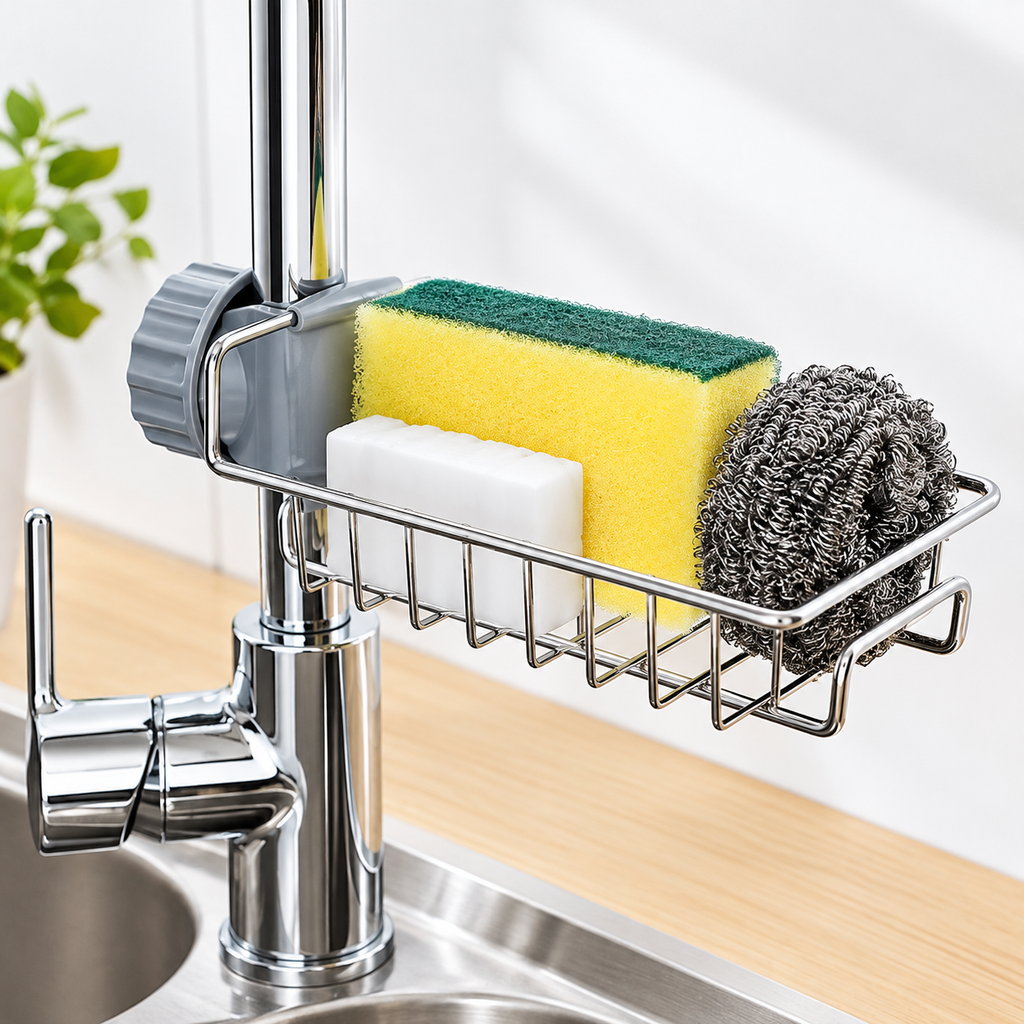 **Stainless Steel Faucet Shelf – Keep Your Sink Clean, Dry & Clutter-Free**